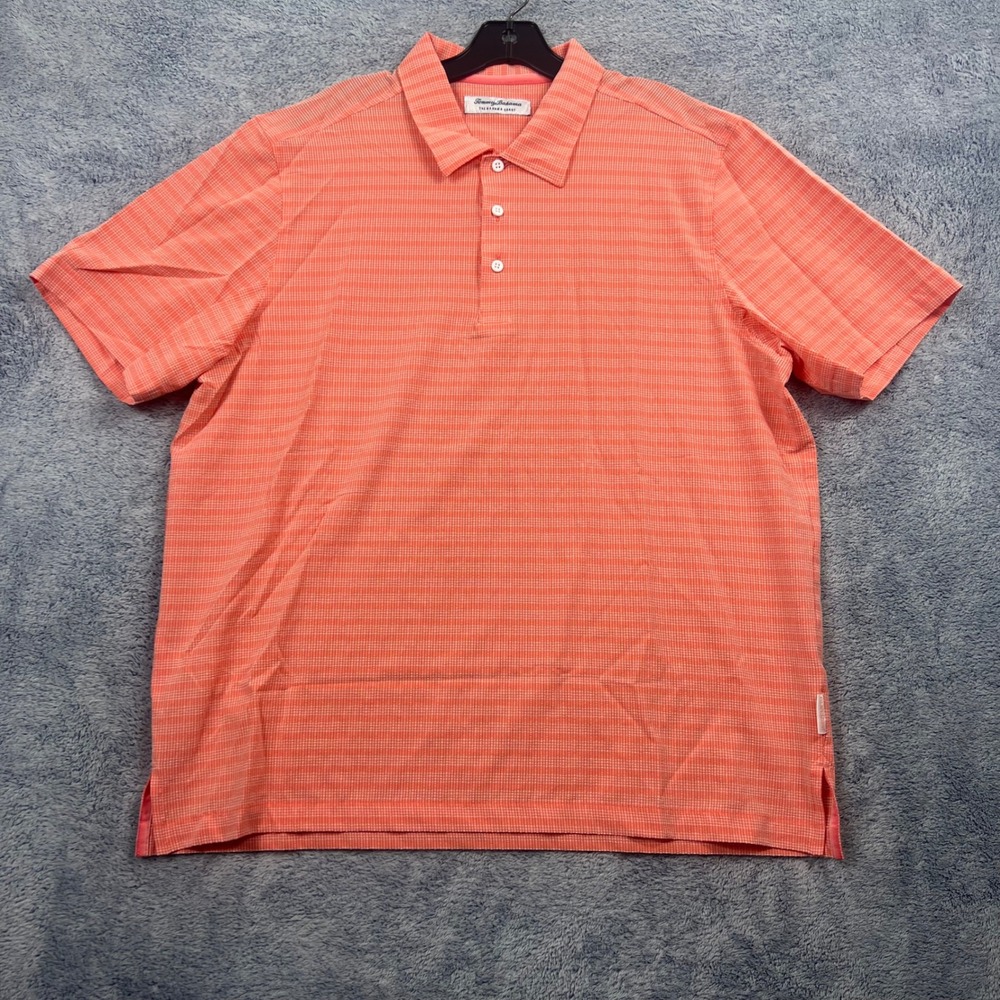 Tommy Bahama Mens Large Coral IslandZone Bahama Coast Polo Shirt Check